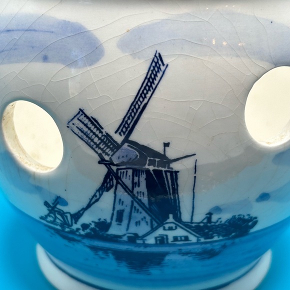 Vintage Delft planter crocus bulb windmill blue white, Iris bowl - Picture 3 of 5